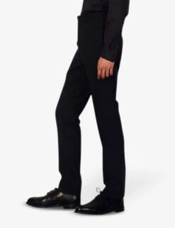 Sandro Alpha Wool-flannel Tapered-leg Trousers -KOOPES Clothing Shop 74 10081 SHPPA00222 NAVYBLUE ALT02