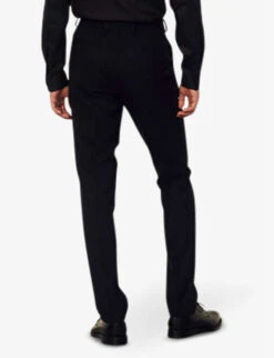 Sandro Alpha Wool-flannel Tapered-leg Trousers -KOOPES Clothing Shop 74 10081 SHPPA00222 NAVYBLUE ALT04