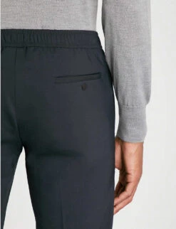 Sandro Alpha Wool-flannel Tapered-leg Trousers -KOOPES Clothing Shop 74 10081 SHPPA00222 NAVYBLUE ALT05