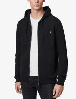 AllSaints Raven Slim-fit Cotton-fleece Hoody -KOOPES Clothing Shop 948 10136 MF047K BLACK ALT02