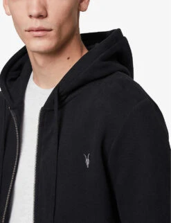 AllSaints Raven Slim-fit Cotton-fleece Hoody -KOOPES Clothing Shop 948 10136 MF047K BLACK ALT04