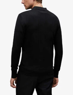 AllSaints Mode Slim-fit Wool Polo Shirt -KOOPES Clothing Shop 948 10136 MK005D BLACK ALT03