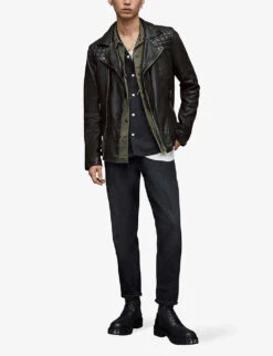 AllSaints Conroy Leather Biker Jacket -KOOPES Clothing Shop 948 10136 ML058F INKNAVY ALT01