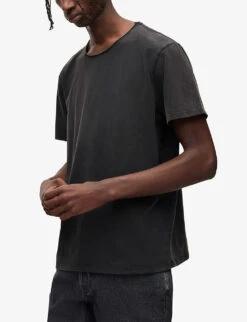 AllSaints Bodega Stretch-cotton Jersey T-shirt -KOOPES Clothing Shop R00133034 WASHEDBLACK ALT02