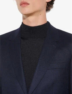 Sandro Single-breasted Wool-flannel Jacket -KOOPES Clothing Shop R03630676 NOIRGRIS ALT04