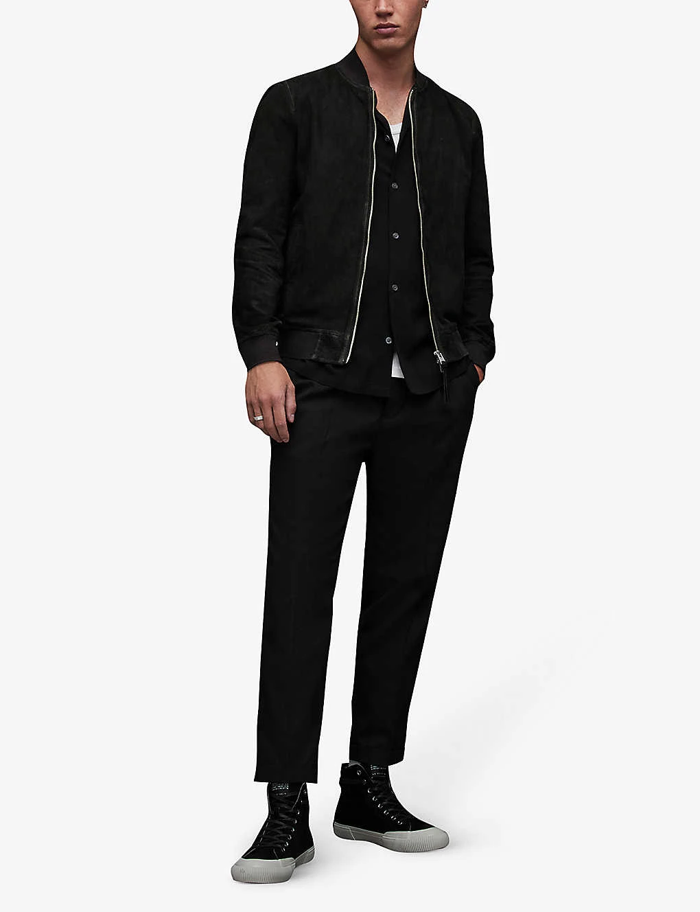 AllSaints Ronan Regular-fit Suede Bomber Jacket 4 AllSaints Ronan Regular-fit Suede Bomber Jacket - Image 2