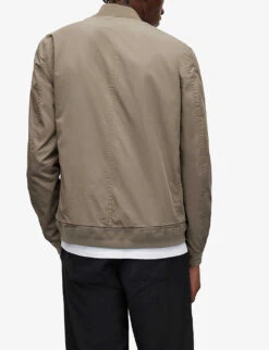 AllSaints Bassett Ramskull-embroidery Cotton Bomber Jacket -KOOPES Clothing Shop R03760160 BAYLEAFTAUPE ALT03