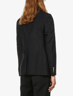 Gucci Firenze Peak-lapel Cotton, Mohair And Wool-blend Blazer -KOOPES Clothing Shop R03765520 BLACK ALT03