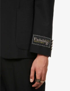 Gucci Firenze Peak-lapel Cotton, Mohair And Wool-blend Blazer -KOOPES Clothing Shop R03765520 BLACK ALT04