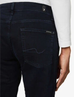 7 For All Mankind Standard Luxe Performance Slim-fit Straight-leg Stretch-denim Jeans -KOOPES Clothing Shop R03785729 BLACK ALT05