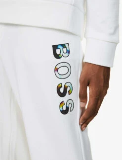 Boss Brand-print Cotton And Recycled Polyester-blend Jogging Bottoms -KOOPES Clothing Shop R03788685 WHITE ALT04