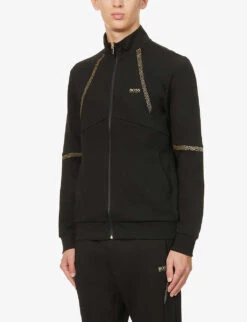 Boss Logo-embroidered Printed Zip Jersey Jacket 9 Boss Logo-embroidered Printed Zip Jersey Jacket -KOOPES Clothing Shop R03789408 BLACK ALT02