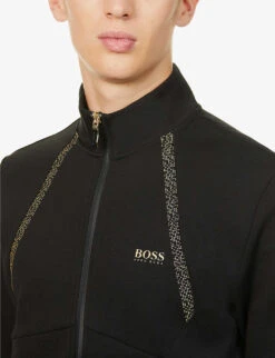Boss Logo-embroidered Printed Zip Jersey Jacket 11 Boss Logo-embroidered Printed Zip Jersey Jacket -KOOPES Clothing Shop R03789408 BLACK ALT04