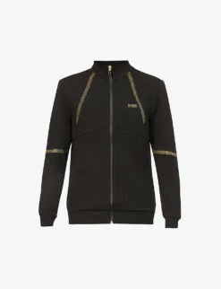 Boss Logo-embroidered Printed Zip Jersey Jacket