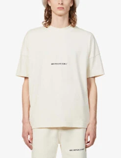 Staple Brand-print Organic-cotton T-shirt -KOOPES Clothing Shop R03792304 RAW ALT02