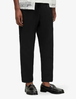 AllSaints Tallis Regular-fit Tapered Cotton And Wool-blend Trousers -KOOPES Clothing Shop R03792844 BLACK ALT02