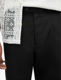 AllSaints Tallis Regular-fit Tapered Cotton And Wool-blend Trousers -KOOPES Clothing Shop R03792844 BLACK ALT05
