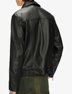 Ted Baker Carve Oversized Leather Biker Jacket -KOOPES Clothing Shop R03823327 BLACK ALT03