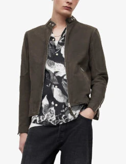 AllSaints Cora Leather Bomber Jacket -KOOPES Clothing Shop R03839763 CHARCOAL ALT02