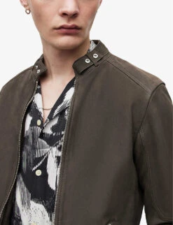 AllSaints Cora Leather Bomber Jacket -KOOPES Clothing Shop R03839763 CHARCOAL ALT04