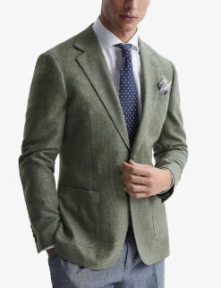 Reiss Attire Slim-fit Wool-blend Blazer 10 Reiss Attire Slim-fit Wool-blend Blazer -KOOPES Clothing Shop R03924644 SAGE ALT02