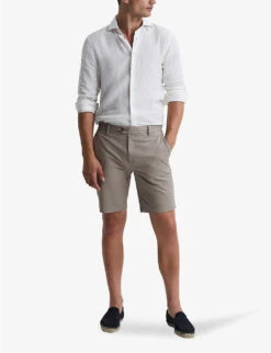 Reiss Wicket Buttoned-pocket Stretch-cotton Chino Shorts -KOOPES Clothing Shop R03924922 MUSHROOM ALT02