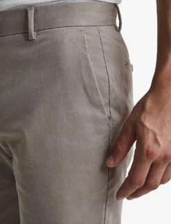 Reiss Wicket Buttoned-pocket Stretch-cotton Chino Shorts -KOOPES Clothing Shop R03924922 MUSHROOM ALT04