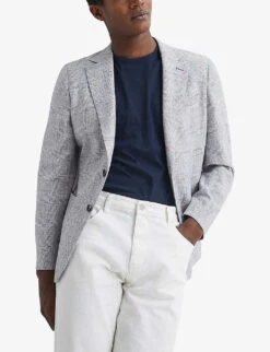 Reiss Lindhurst Checked Single-breasted Woven Blazer -KOOPES Clothing Shop R03925783 GREY ALT02