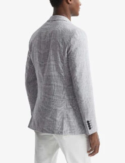 Reiss Lindhurst Checked Single-breasted Woven Blazer -KOOPES Clothing Shop R03925783 GREY ALT03