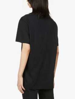 Alexander McQueen Logo-tape Relaxed-fit Cotton-jersey T-shirt -KOOPES Clothing Shop R03929352 BLACKMIX ALT03