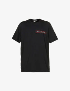 Alexander McQueen Logo-tape Relaxed-fit Cotton-jersey T-shirt