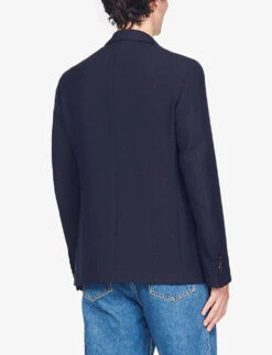 Sandro Unstructured Single-breasted Jersey Suit Jacket -KOOPES Clothing Shop R03947830 BLEUS ALT03