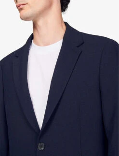 Sandro Unstructured Single-breasted Jersey Suit Jacket -KOOPES Clothing Shop R03947830 BLEUS ALT04