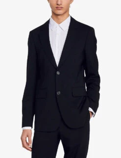 Sandro Single-breasted Virgin-wool Jacket -KOOPES Clothing Shop R03947836 NOIRGRIS ALT02