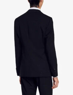 Sandro Single-breasted Virgin-wool Jacket -KOOPES Clothing Shop R03947836 NOIRGRIS ALT03