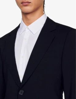 Sandro Single-breasted Virgin-wool Jacket -KOOPES Clothing Shop R03947836 NOIRGRIS ALT04