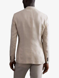 Reiss Kin Slim-fit Single-breasted Linen Blazer -KOOPES Clothing Shop R03962187 STONE ALT03