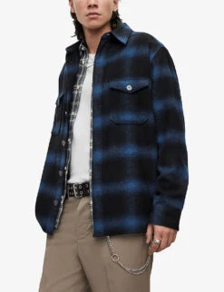 AllSaints Rotation Checked Oversized Woven Overshirt -KOOPES Clothing Shop R03962406 DARKINK ALT02