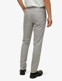 Boss Regular-fit Tapered Stretch-woven Trousers -KOOPES Clothing Shop R03963102 SILVER ALT02