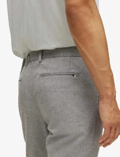 Boss Regular-fit Tapered Stretch-woven Trousers -KOOPES Clothing Shop R03963102 SILVER ALT03