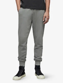 AllSaints Raven Logo-embroidered Tapered-leg Cotton-jersey Jogging Bottoms -KOOPES Clothing Shop R03969366 STEREOGREY ALT02