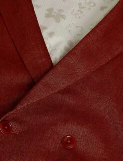 Ted Baker Shutton Double-breasted Wool And Linen-blend Blazer -KOOPES Clothing Shop R03978389 BURNTRED ALT04