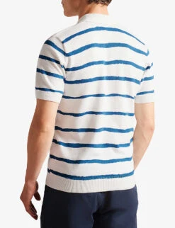 Ted Baker Cromer Stripe-print Cotton Polo -KOOPES Clothing Shop R03979656 ECRU ALT03