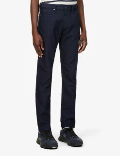 Emporio Armani Micro Dot Slim-fit Mid-rise Cotton-blend Jeans 9 Emporio Armani Micro Dot Slim-fit Mid-rise Cotton-blend Jeans -KOOPES Clothing Shop R03981648 BLU ALT02