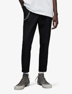 AllSaints Tallis Slim-fit Cropped Cotton-blend Trousers -KOOPES Clothing Shop R03983854 BLACK ALT02