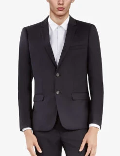 THE KOOPLES Straight-cut Single-breasted Wool Blazer -KOOPES Clothing Shop R03989377 NAV03 ALT02