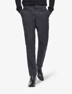 THE KOOPLES Slim-fit Mid-rise Wool Suit Trousers -KOOPES Clothing Shop R03989414 GRY01 ALT02