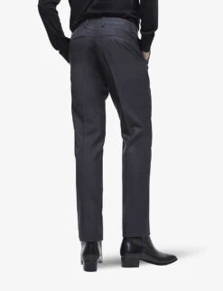 THE KOOPLES Slim-fit Mid-rise Wool Suit Trousers -KOOPES Clothing Shop R03989414 GRY01 ALT04
