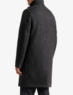 Ted Baker Icomb Funnel-neck Recycled-wool Blend Coat -KOOPES Clothing Shop R03995492 GREY ALT03