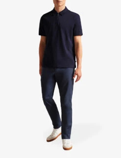 Ted Baker Speysid Striped Zip-neck Cotton Polo Shirt -KOOPES Clothing Shop R03998367 NAVY ALT01